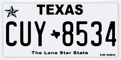 TX license plate CUY8534