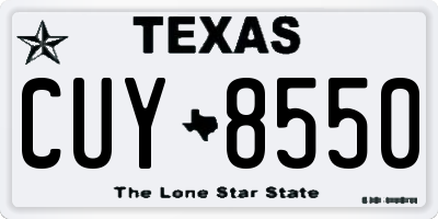 TX license plate CUY8550