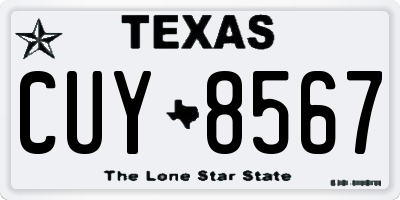 TX license plate CUY8567