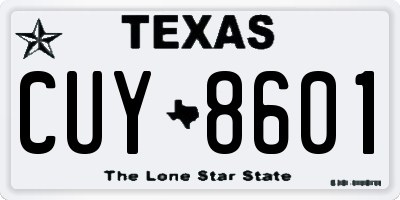TX license plate CUY8601
