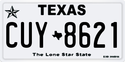 TX license plate CUY8621