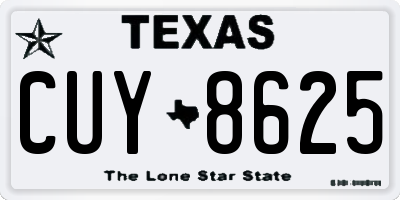 TX license plate CUY8625