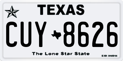 TX license plate CUY8626