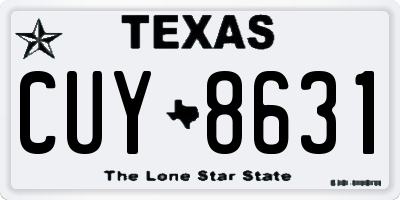 TX license plate CUY8631