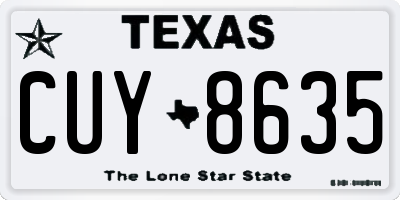 TX license plate CUY8635