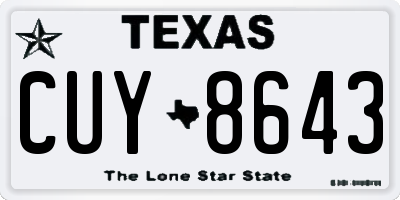 TX license plate CUY8643