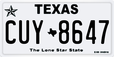 TX license plate CUY8647