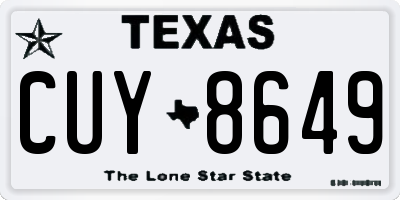TX license plate CUY8649