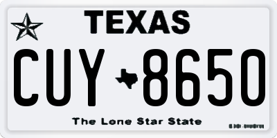 TX license plate CUY8650