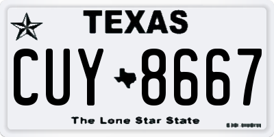 TX license plate CUY8667