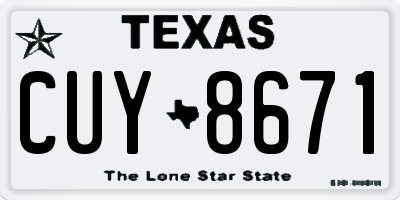 TX license plate CUY8671