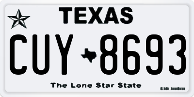 TX license plate CUY8693