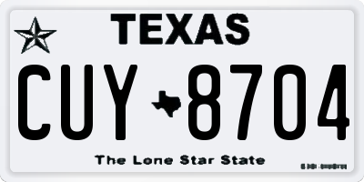 TX license plate CUY8704