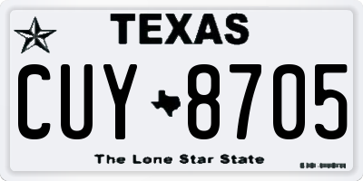 TX license plate CUY8705