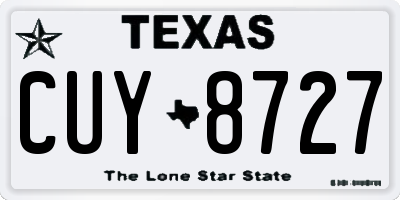 TX license plate CUY8727