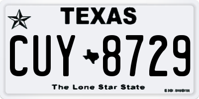 TX license plate CUY8729