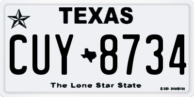 TX license plate CUY8734
