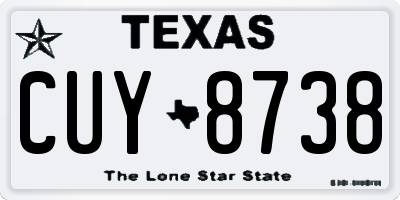 TX license plate CUY8738