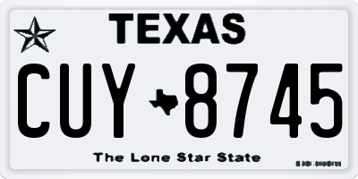 TX license plate CUY8745