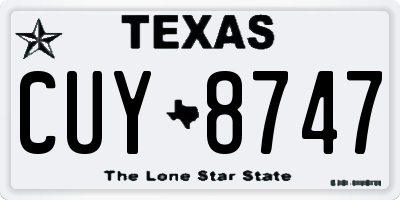TX license plate CUY8747