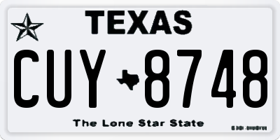 TX license plate CUY8748