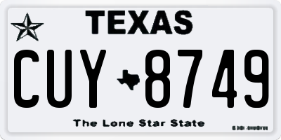 TX license plate CUY8749