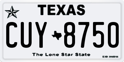 TX license plate CUY8750