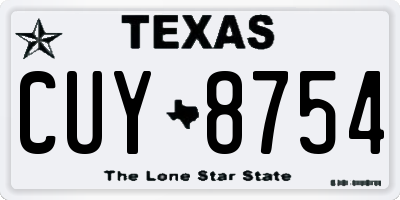 TX license plate CUY8754