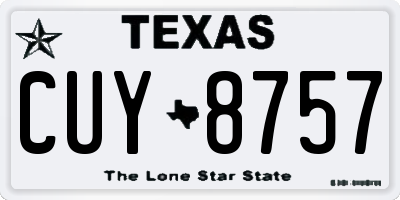 TX license plate CUY8757