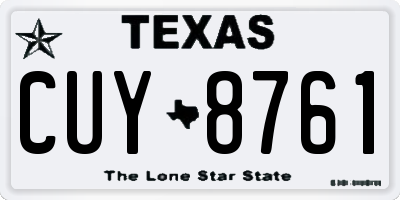 TX license plate CUY8761