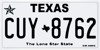 TX license plate CUY8762