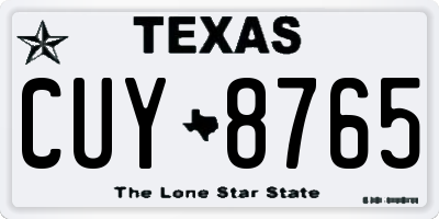TX license plate CUY8765