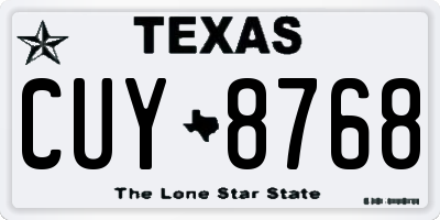 TX license plate CUY8768