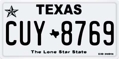 TX license plate CUY8769