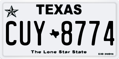 TX license plate CUY8774
