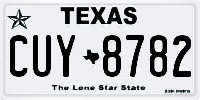 TX license plate CUY8782