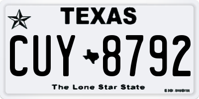TX license plate CUY8792