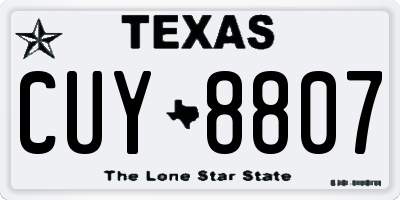 TX license plate CUY8807