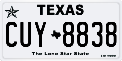TX license plate CUY8838