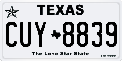 TX license plate CUY8839