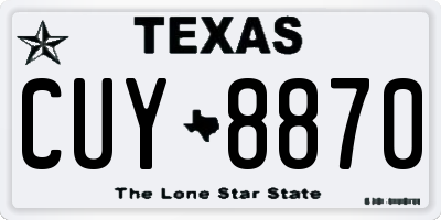 TX license plate CUY8870