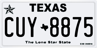 TX license plate CUY8875