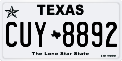 TX license plate CUY8892