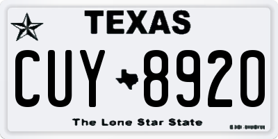TX license plate CUY8920