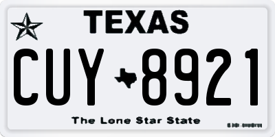 TX license plate CUY8921