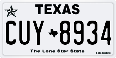 TX license plate CUY8934