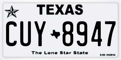 TX license plate CUY8947
