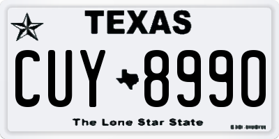 TX license plate CUY8990