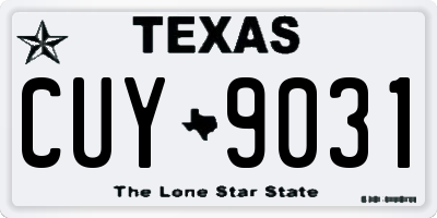 TX license plate CUY9031