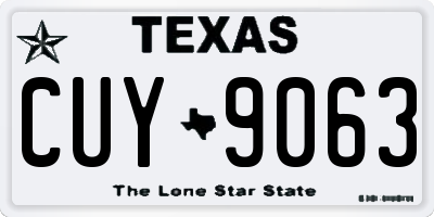 TX license plate CUY9063